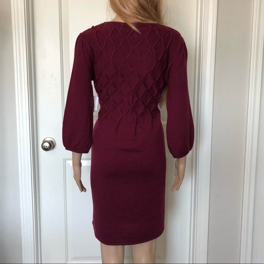 NWT Dress Barn Maroon Sweater Dress L Knee Length - Picture 5 of 8